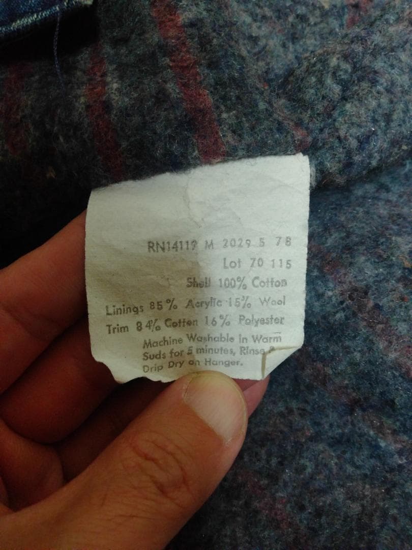 ビンテージ70年代ELYエリー裏地ブランケット付きデニムカバーオール青正規品40