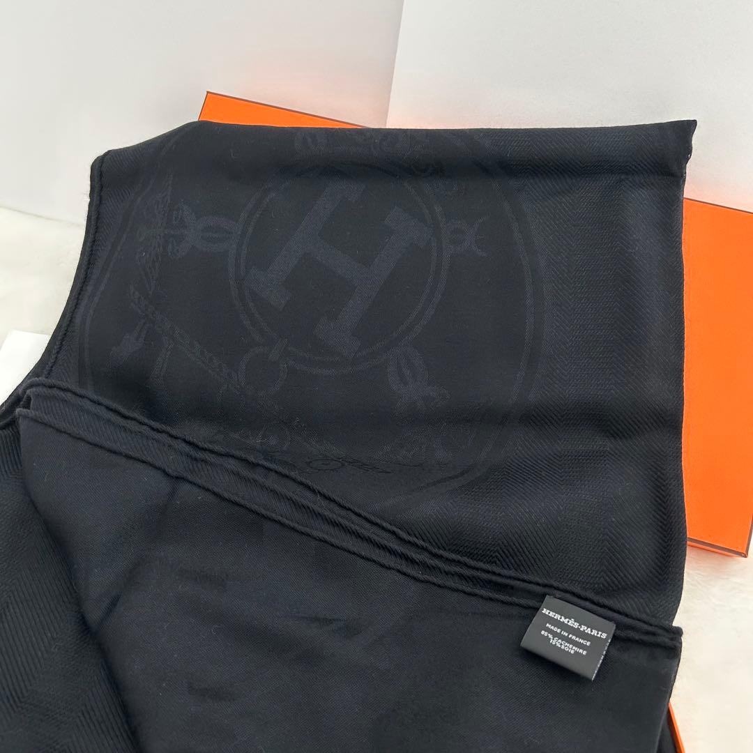 エルメス　カシミヤシルクストール ニューリブリス黒新品未使用