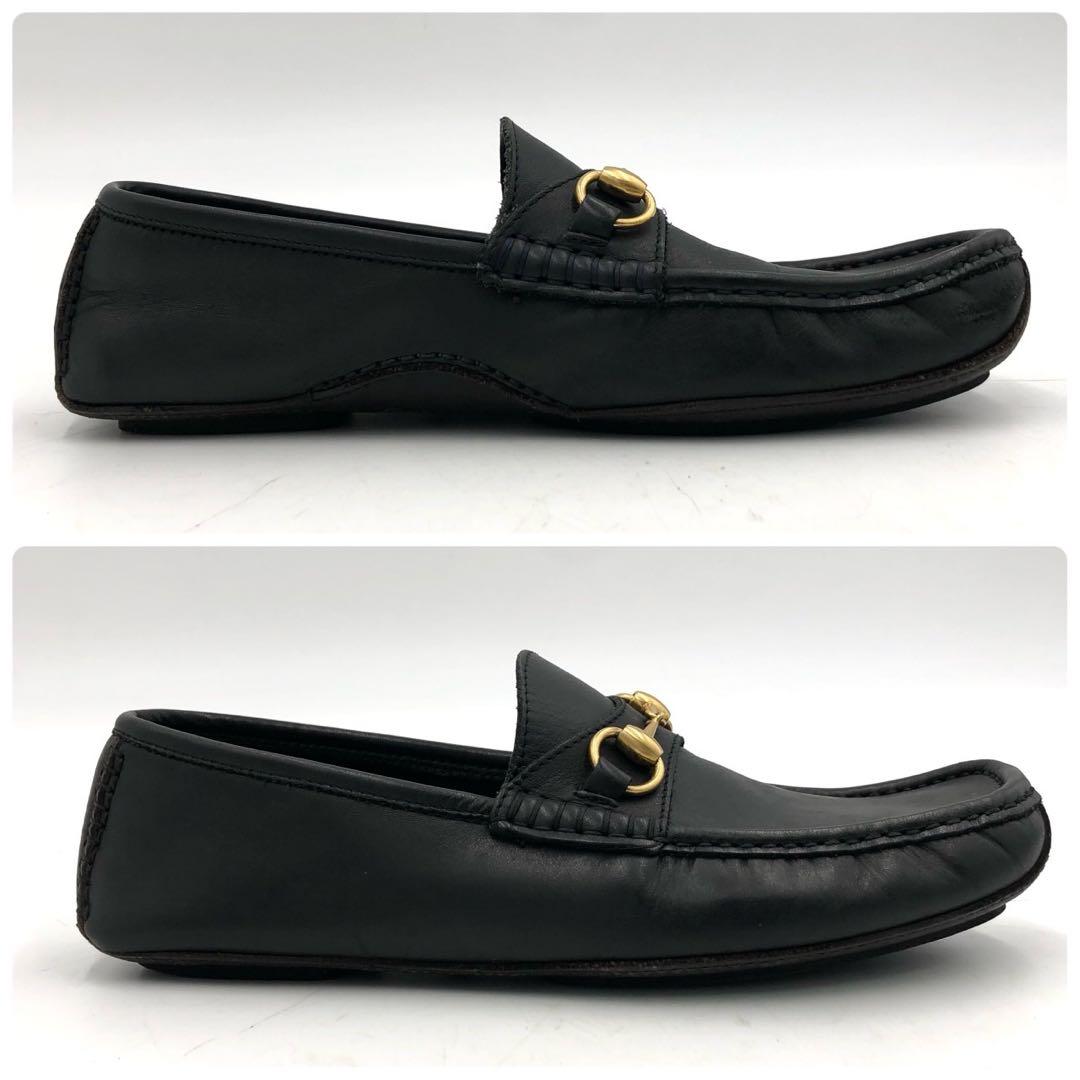GUCCI グッチ ビットローファー 42 27cm 黒　レザー モカシン