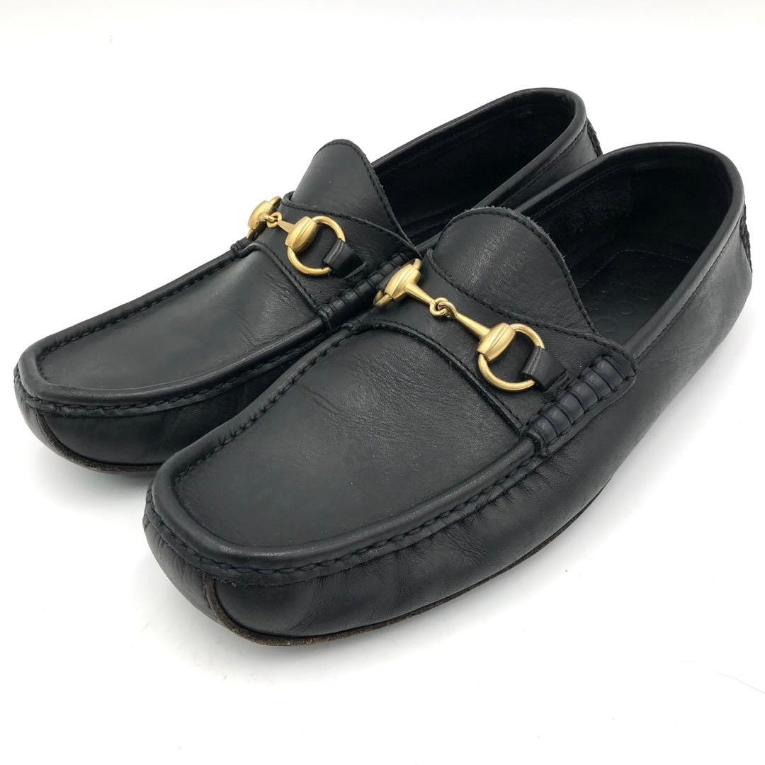 GUCCI グッチ ビットローファー 42 27cm 黒　レザー モカシン