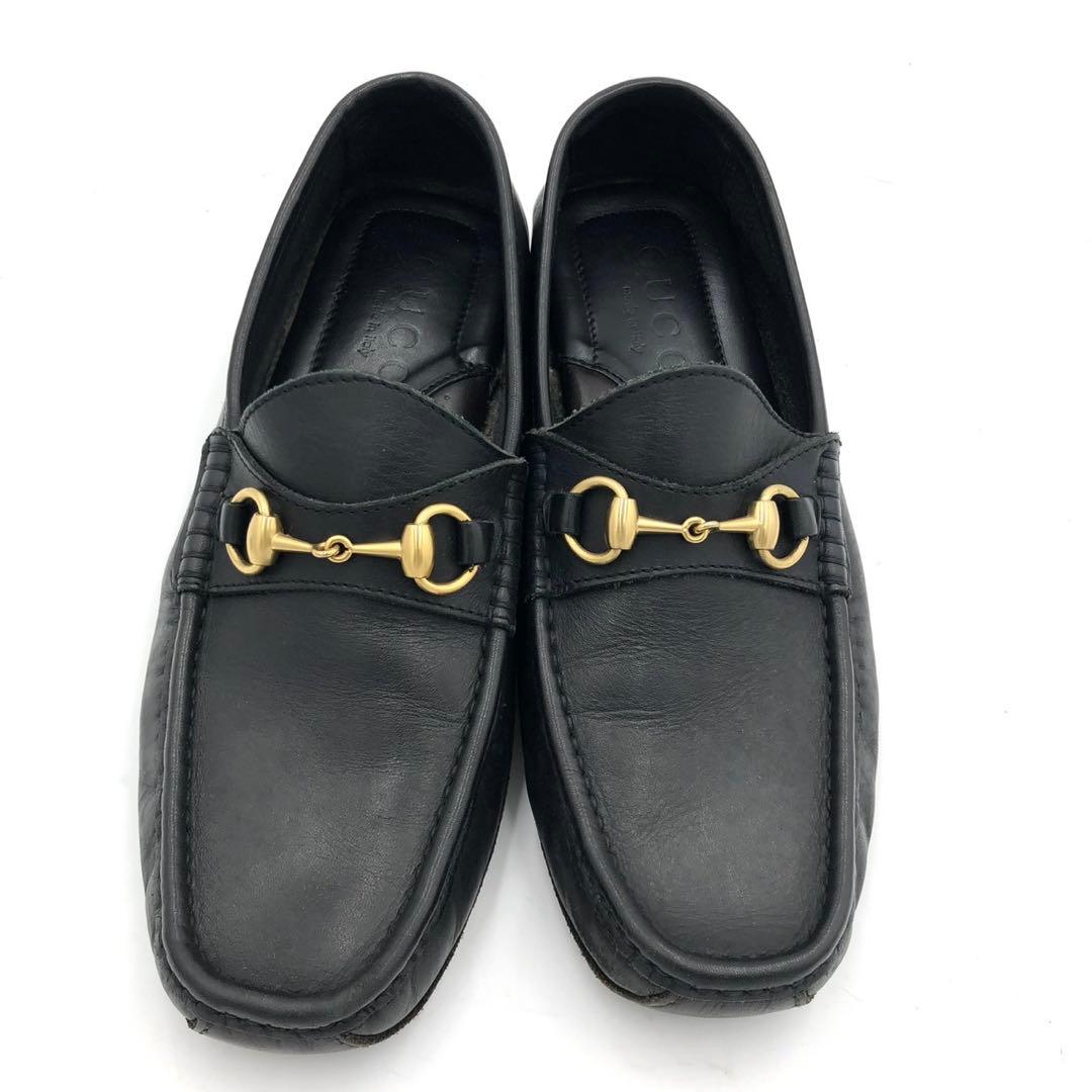GUCCI グッチ ビットローファー 42 27cm 黒　レザー モカシン