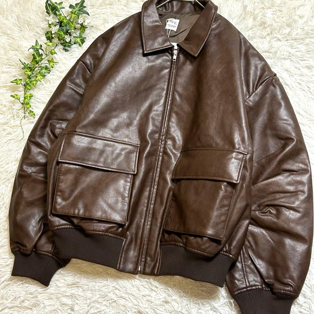 【新品未使用】Ungrid フェイクレザーブルゾン ブラウン F