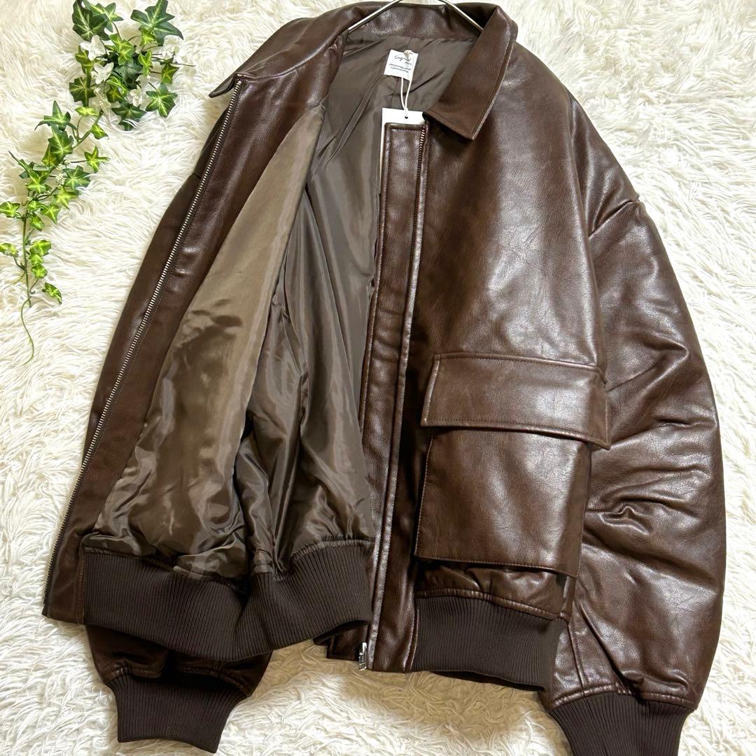 【新品未使用】Ungrid フェイクレザーブルゾン ブラウン F
