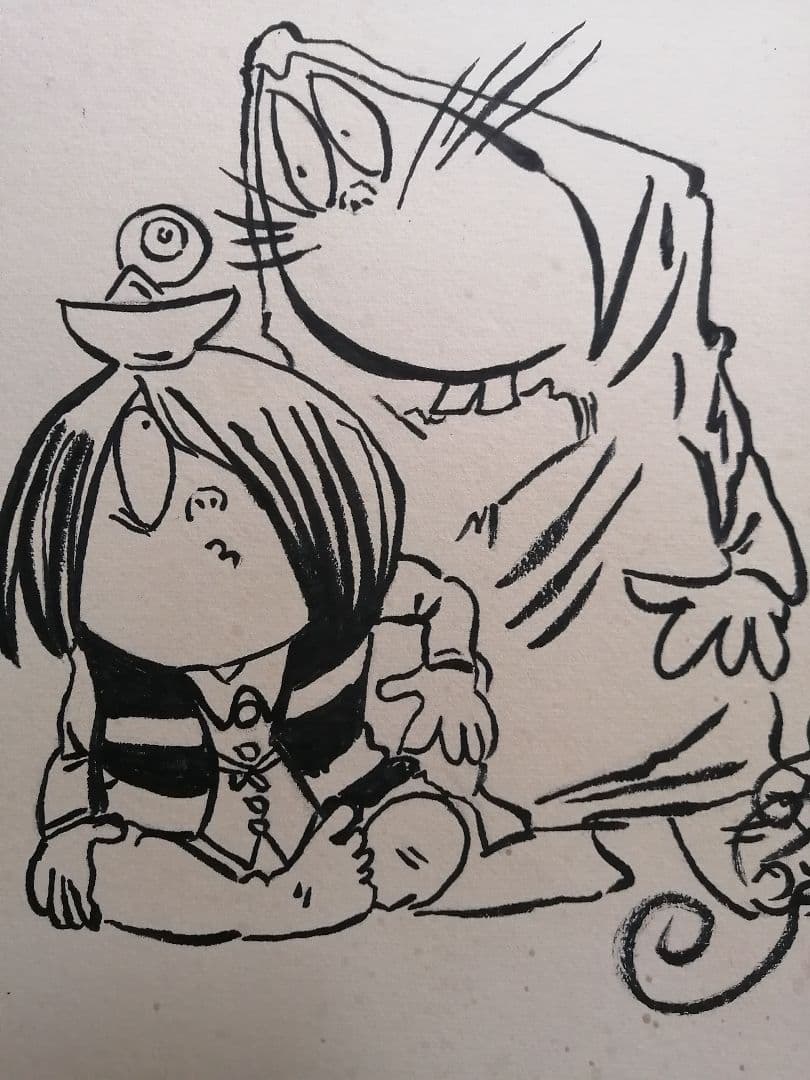 ★水木しげる先生　『ゲゲゲの鬼太郎』肉質画　肉質落款　真筆品　直筆サイン入り