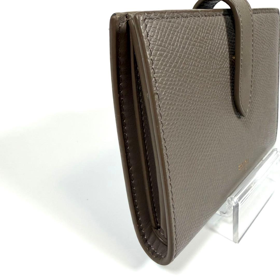 【極美品】セリーヌ　二つ折り財布　ミディアム　ストラップ　ウォレット　グレージュ