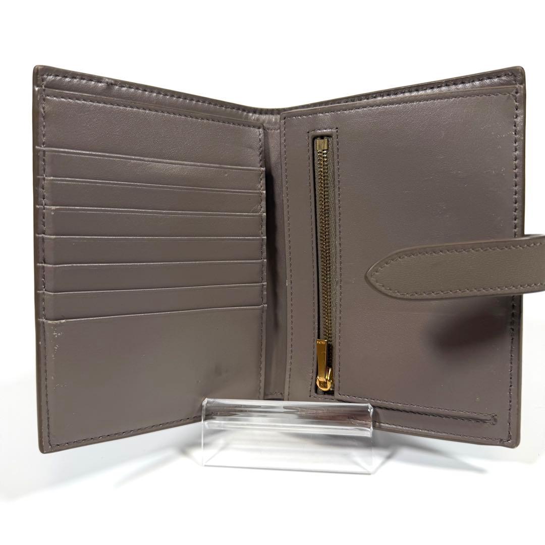 【極美品】セリーヌ　二つ折り財布　ミディアム　ストラップ　ウォレット　グレージュ