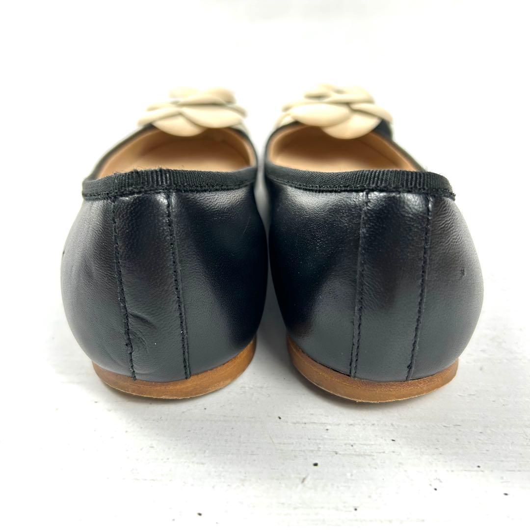 美品　FABIO RUSCONI ラウンドトウカメリアバレエシューズ　36