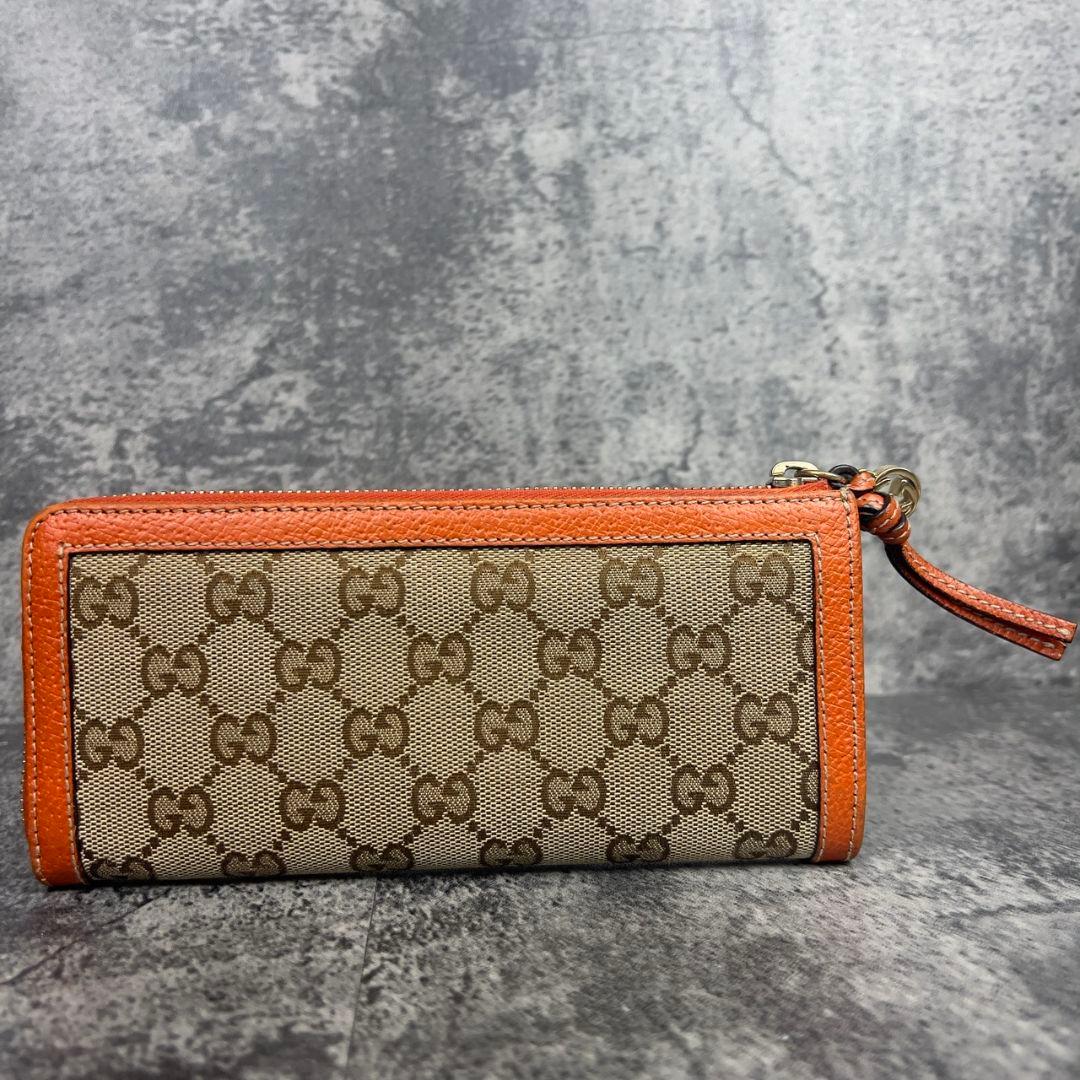 GUCCI GG柄 キャンバス レザー 長財布 インターロッキング チャーム