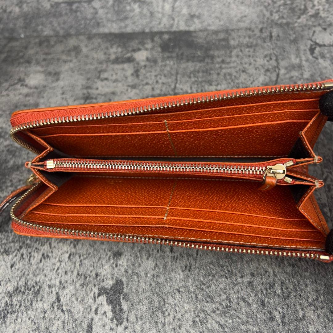 GUCCI GG柄 キャンバス レザー 長財布 インターロッキング チャーム