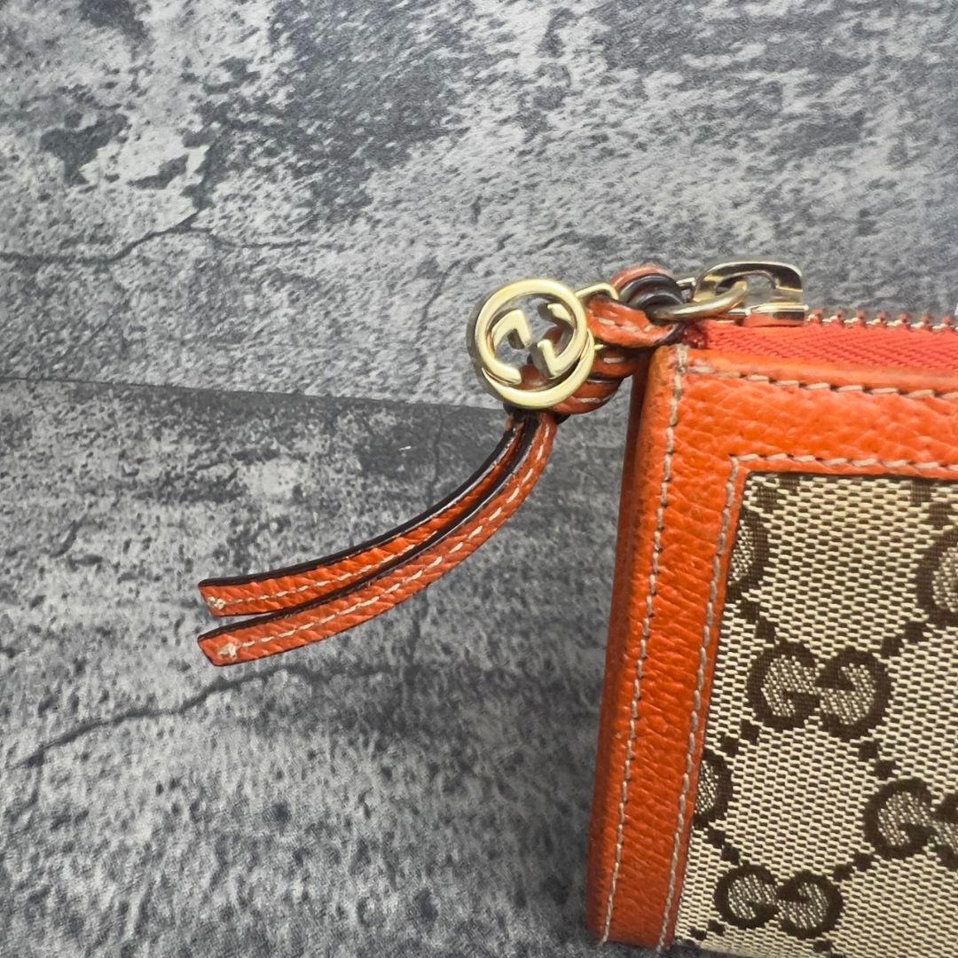 GUCCI GG柄 キャンバス レザー 長財布 インターロッキング チャーム