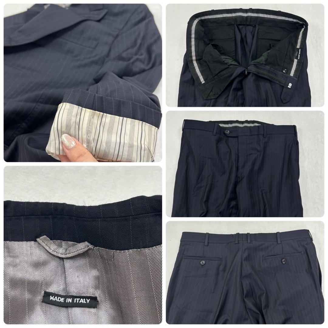 H69 3XL ジョルジオアルマーニ イタリア製 スーツ上下 ネイビー メンズ