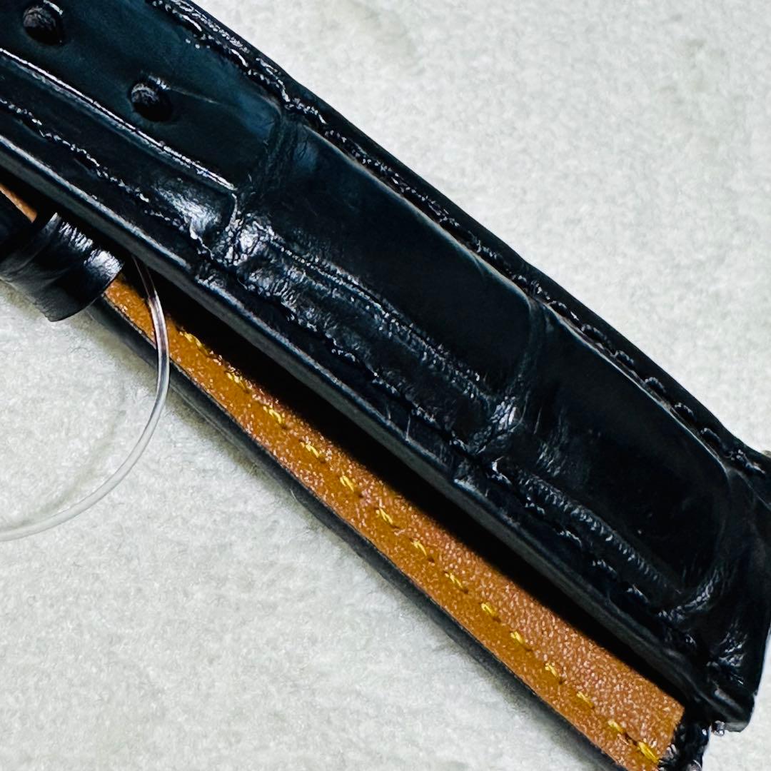 1005#18mm-16mmブラック★本物クロコダイル腕時計用ベルト★スイス製