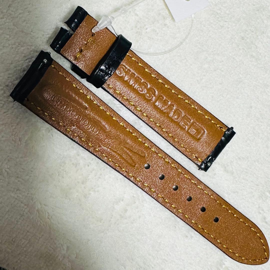 1005#18mm-16mmブラック★本物クロコダイル腕時計用ベルト★スイス製