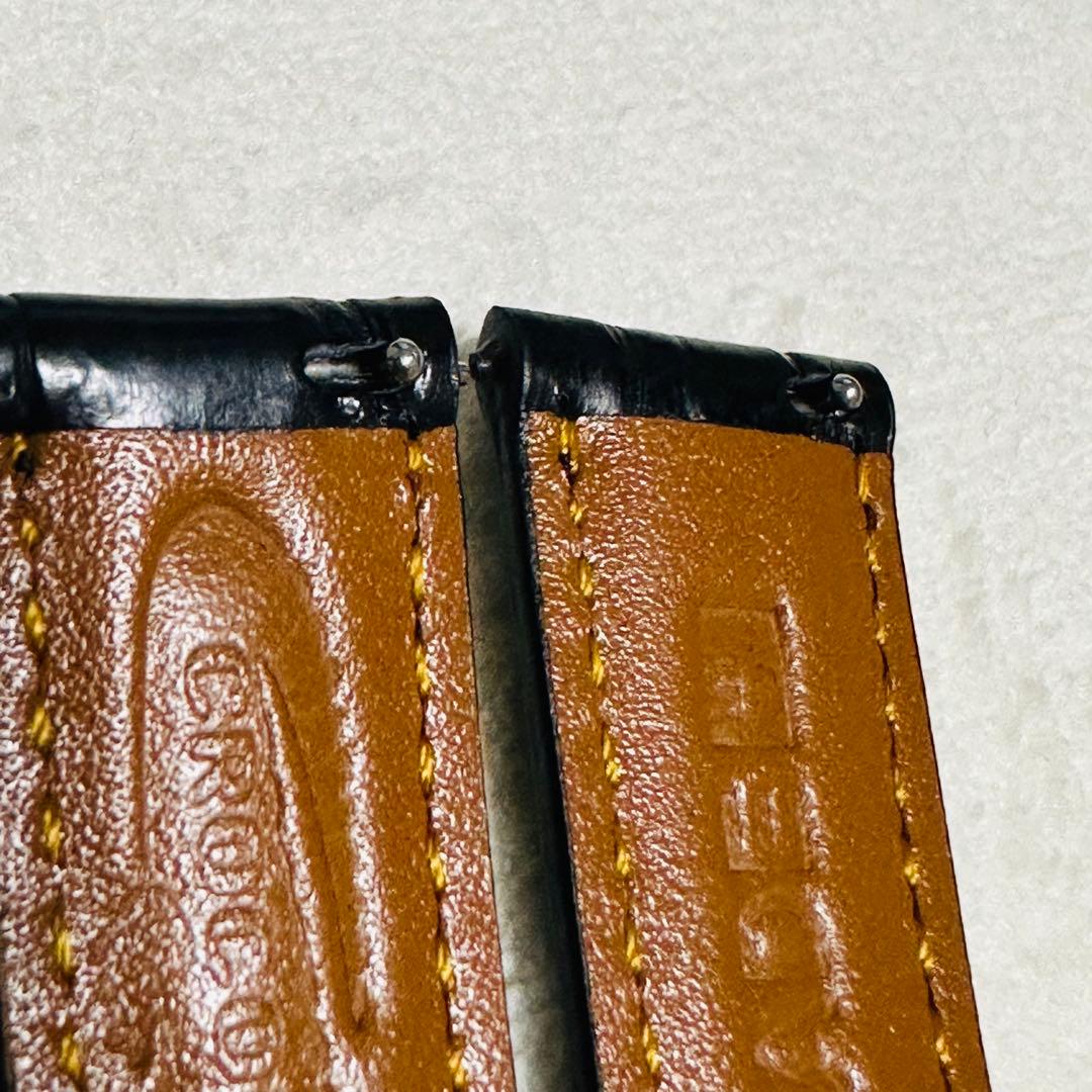 1005#18mm-16mmブラック★本物クロコダイル腕時計用ベルト★スイス製