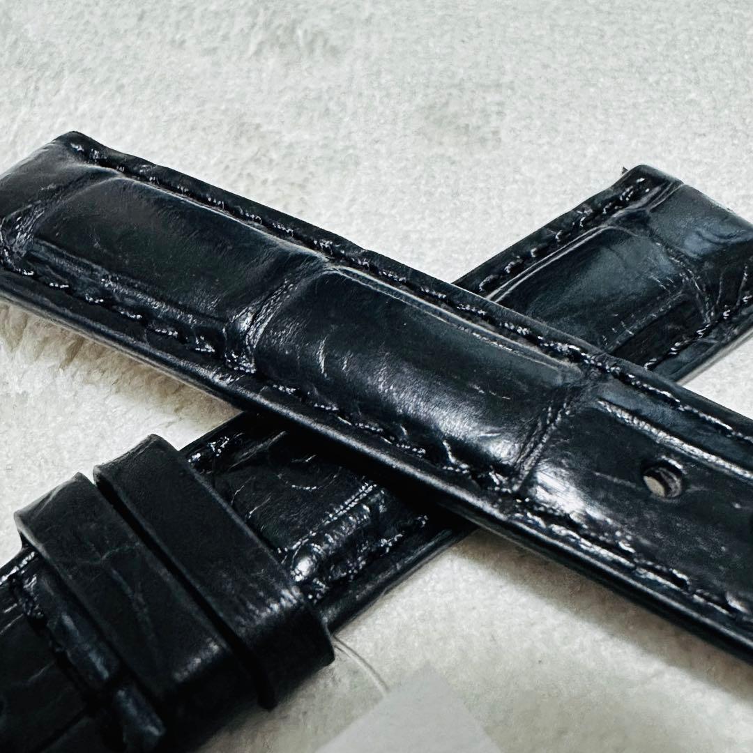 1005#18mm-16mmブラック★本物クロコダイル腕時計用ベルト★スイス製