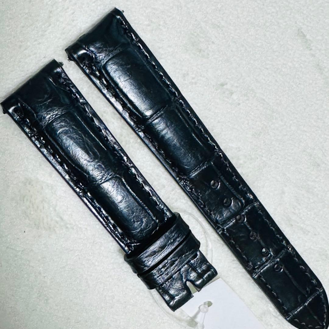 1005#18mm-16mmブラック★本物クロコダイル腕時計用ベルト★スイス製