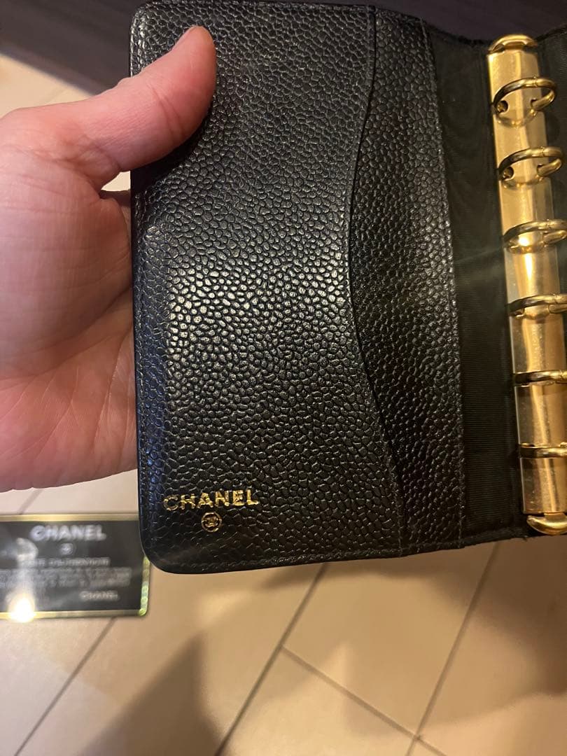 CHANEL 手帳カバー　アジェンダ　ミニ　キャビアスキン　ブラック