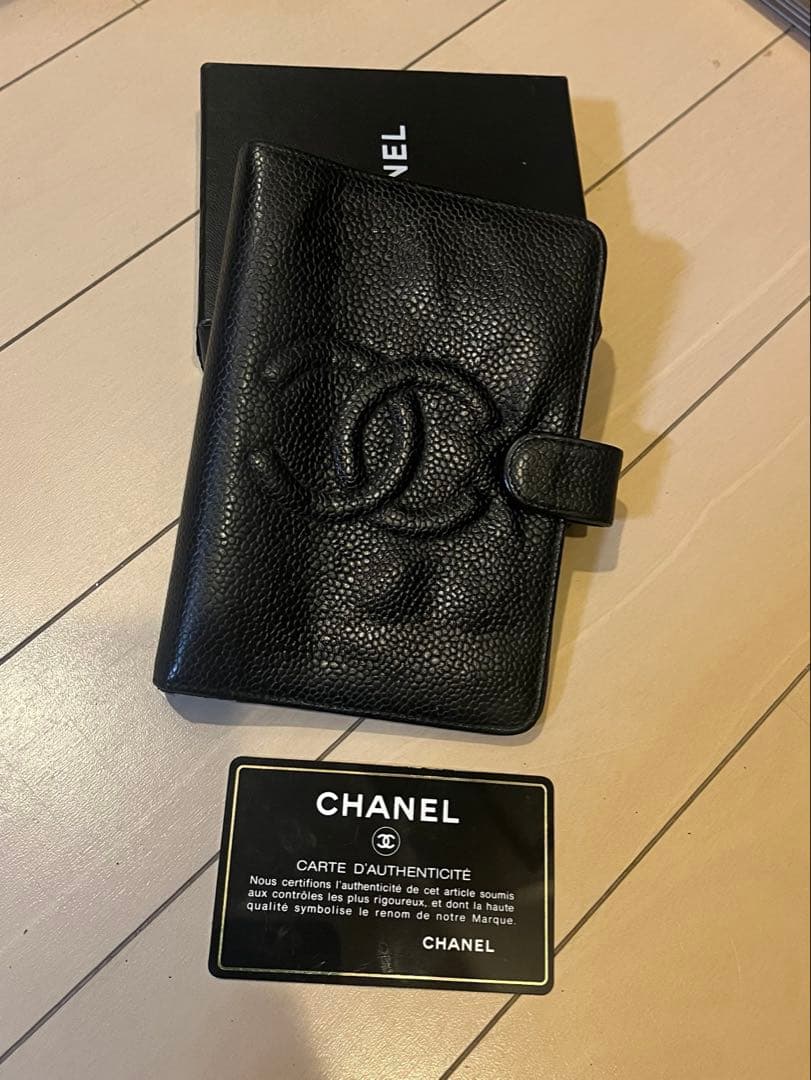 CHANEL 手帳カバー　アジェンダ　ミニ　キャビアスキン　ブラック