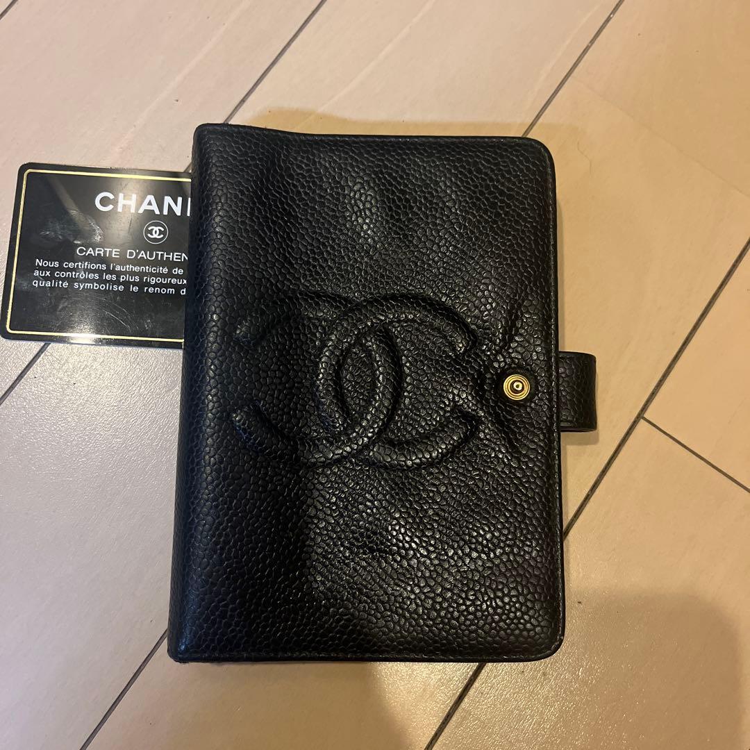 CHANEL 手帳カバー　アジェンダ　ミニ　キャビアスキン　ブラック