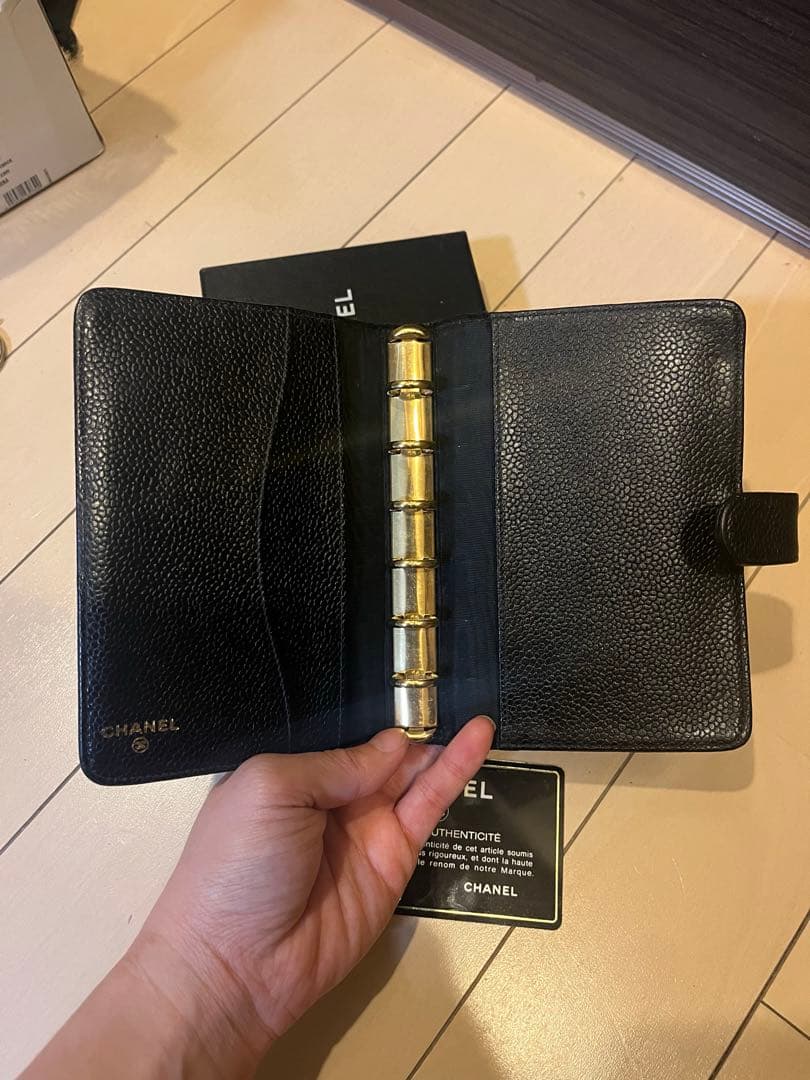 CHANEL 手帳カバー　アジェンダ　ミニ　キャビアスキン　ブラック