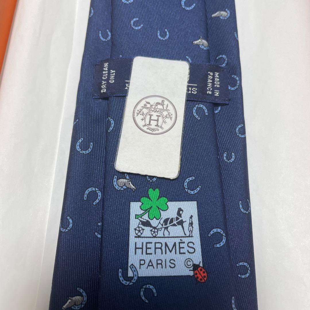 ❣️新品未使用品❣️エルメス　ネクタイ　馬柄　蹄　ネイビー