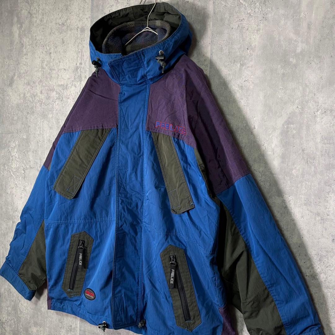 希少 FABLICE 大きめレトロ スキーウェア 上下3点セット 青