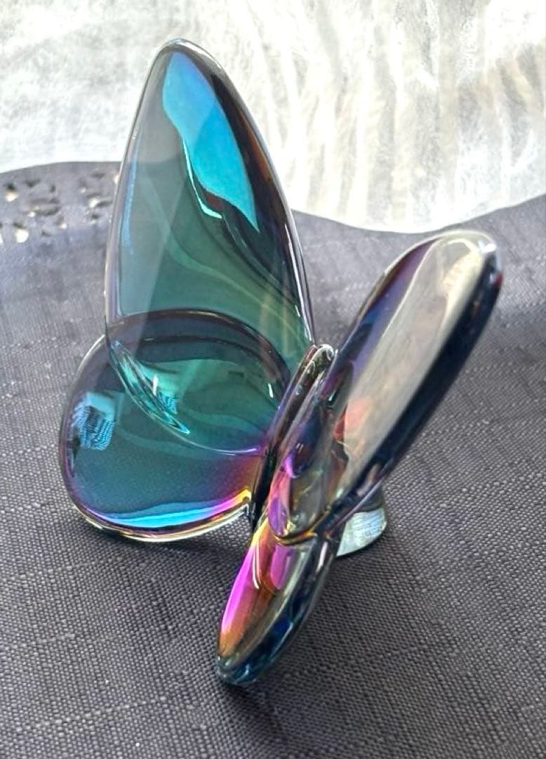 Baccarat バカラ　スカラベブルー蝶の置物