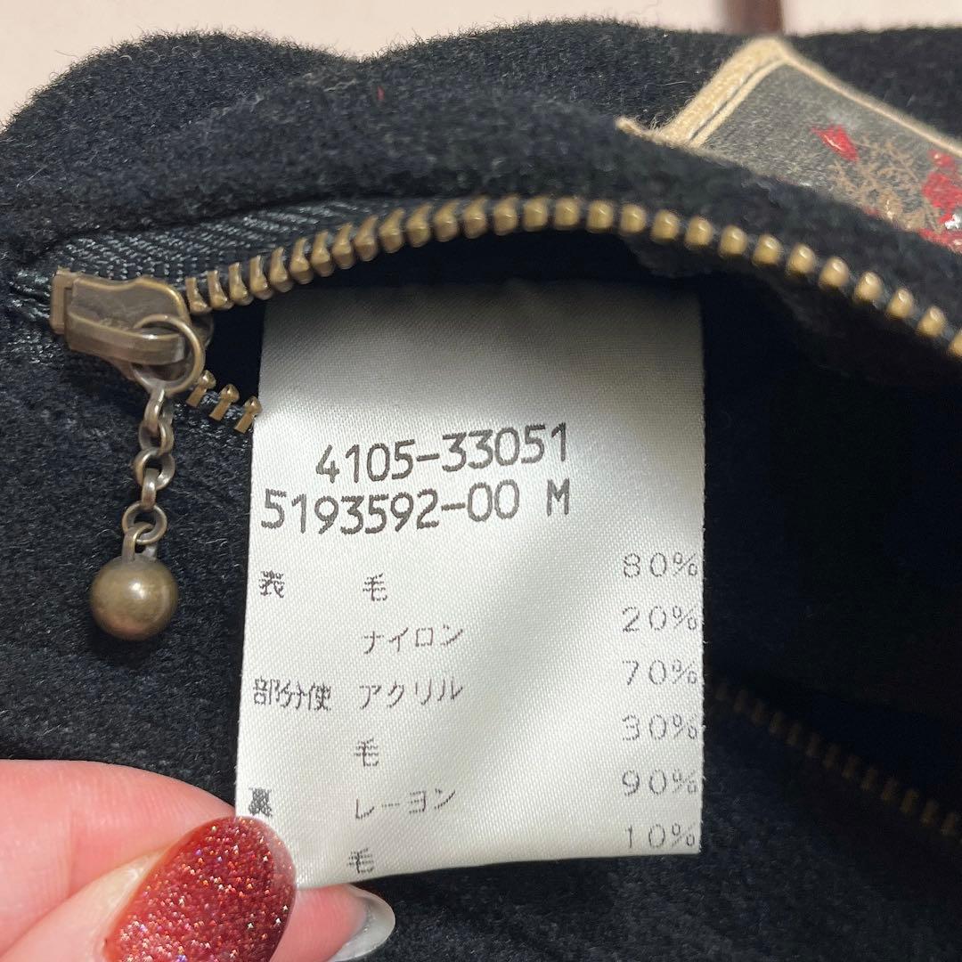 ketty リバーシブル ブルゾン ジャンパー 刺繍 花柄 フード ワッペン　黒