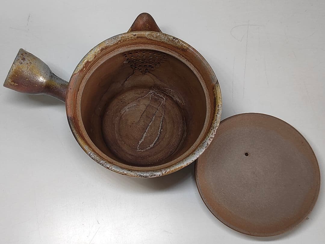 小西陶古 備前焼 急須 在銘 ボウフラ 横手 湯瓶 煎茶道具 茶器 煎茶器