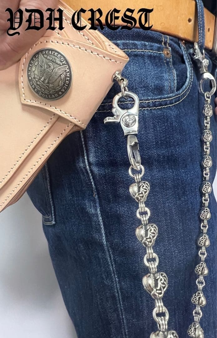 ★QBKB　ウォレットチェーン　ウォレットハートシルバーチェーン