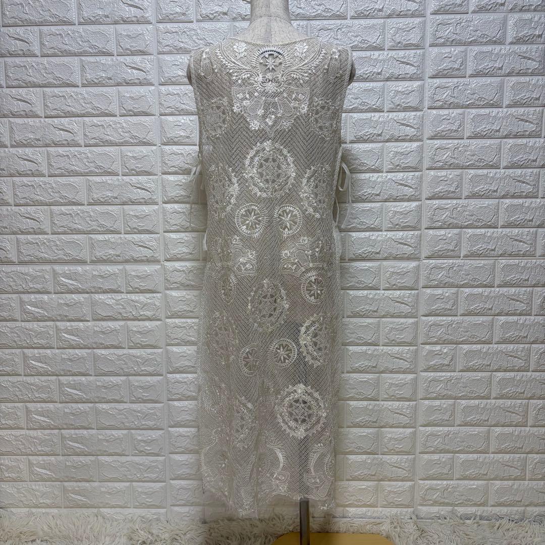 NE Quittez PAS 刺繍入りホワイトノースリーブワンピース【1232】