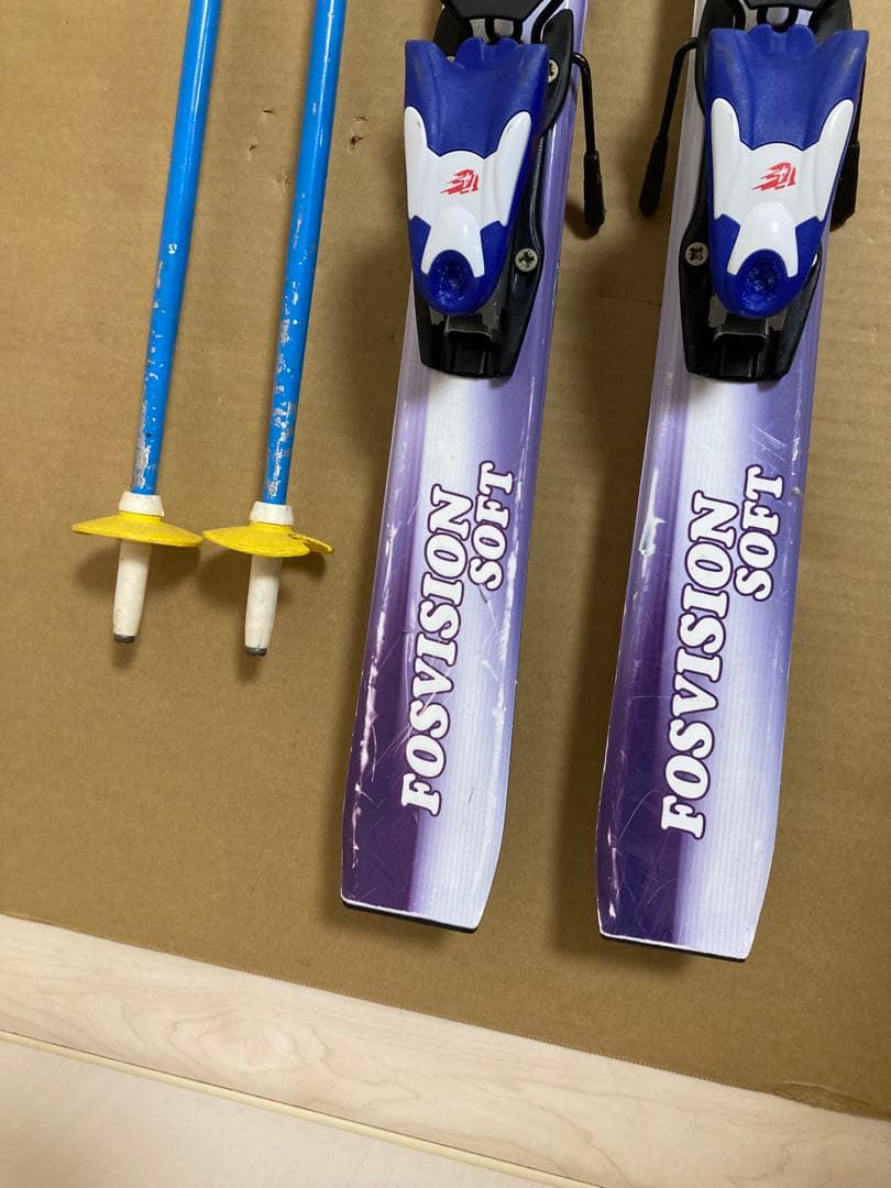 KAZAMAキッズ用スキー板120cmブーツ22cmストック90cm セット