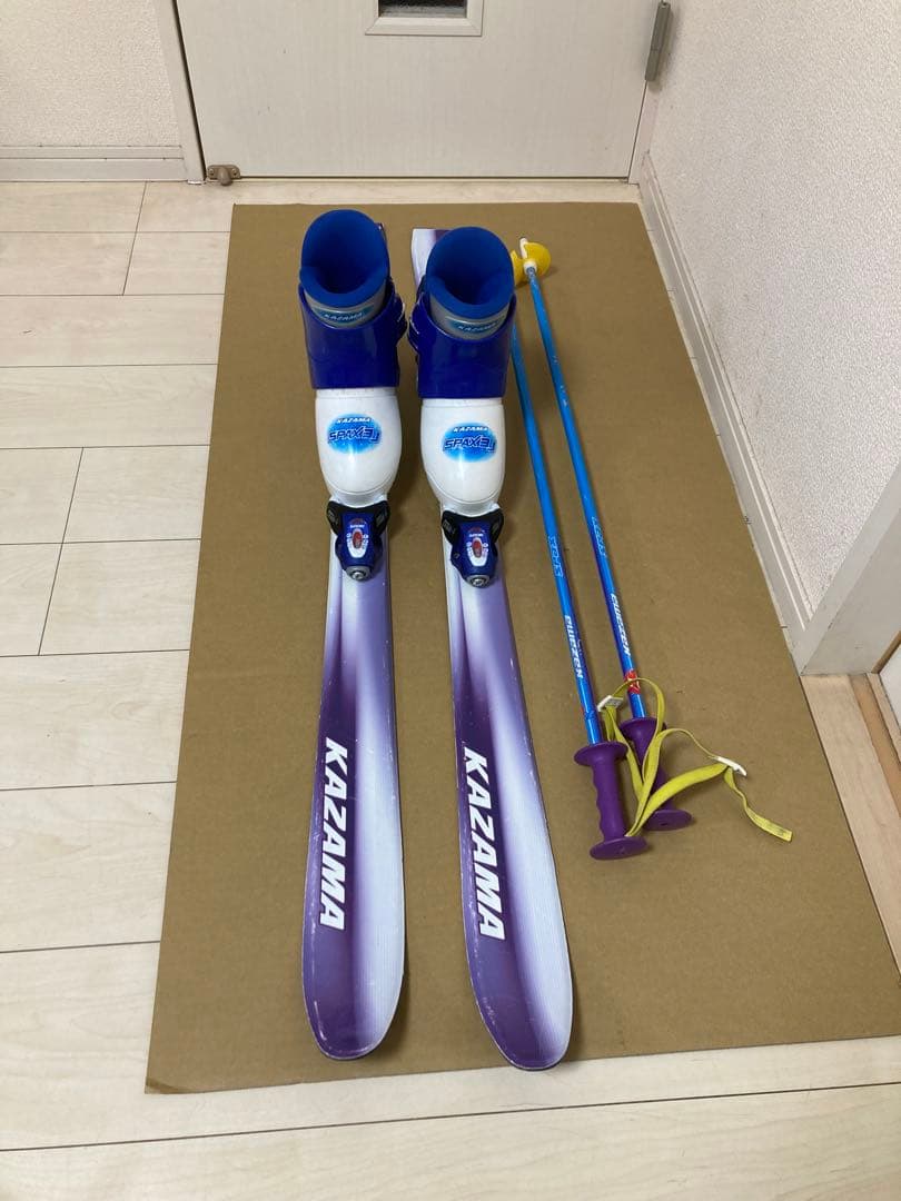 KAZAMAキッズ用スキー板120cmブーツ22cmストック90cm セット