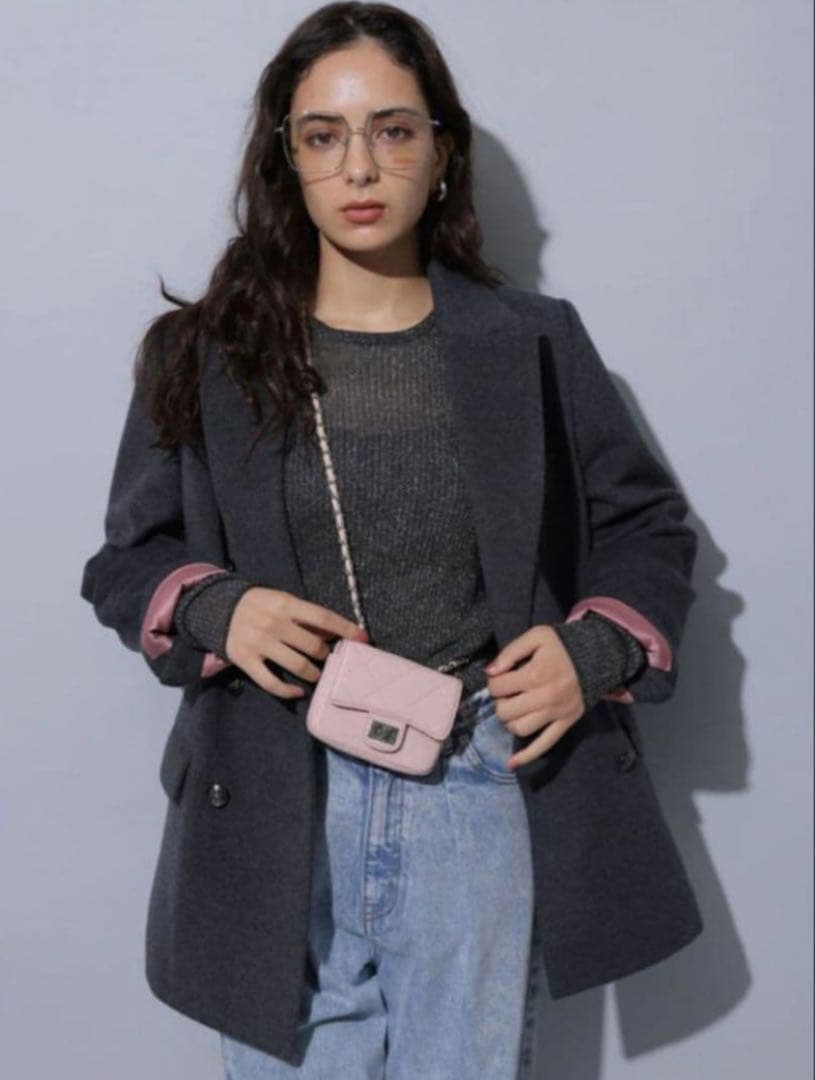 Arpege story Wジャケットコート　Wボタンジャコット　チャコール