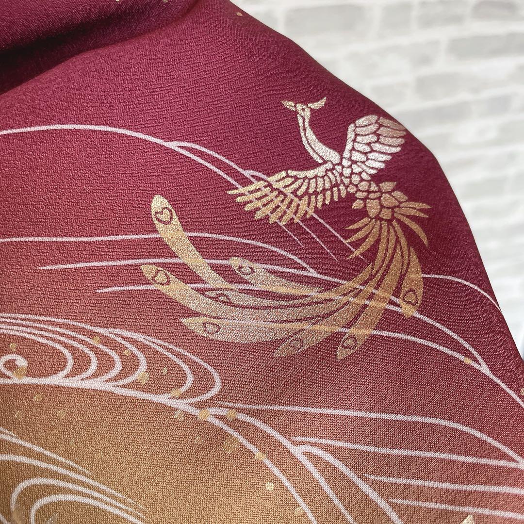 訪問着　フルセット　鳳凰　房亀　荒波　花丸紋　金彩加工　鮮やか　躍動的　Q3