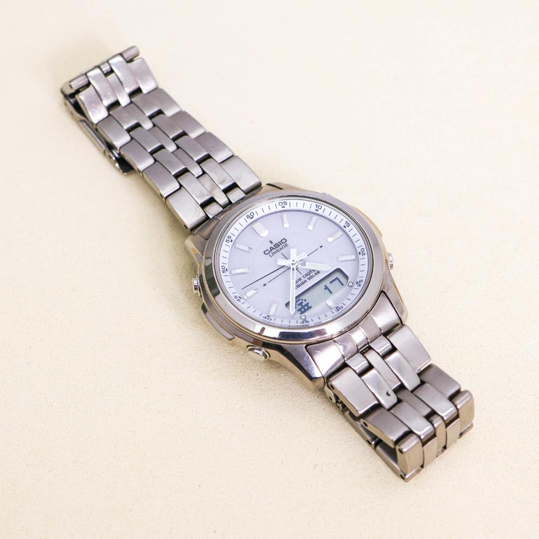 稼働 CASIO LINEAGE 腕時計 電波ソーラー チタン アナデジ1225