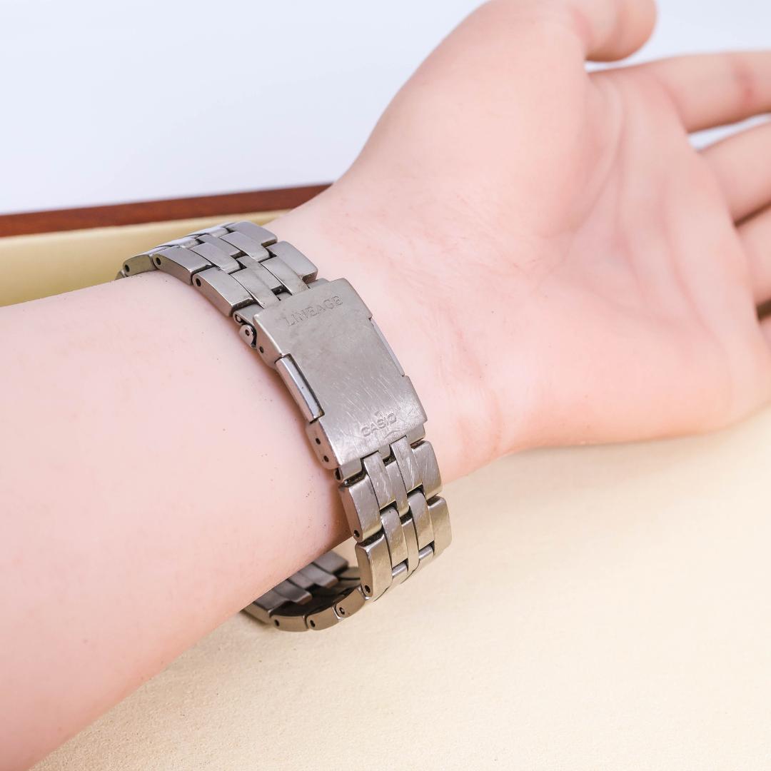 稼働 CASIO LINEAGE 腕時計 電波ソーラー チタン アナデジ1225