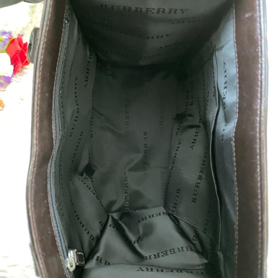 BURBERRYバーバリーノバチェック×ブラウンナイロ×ンレザーミニトートバッグ