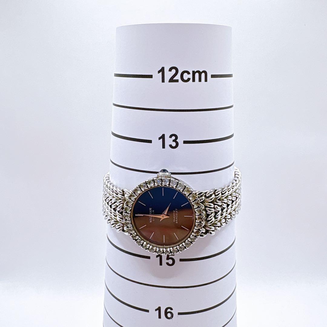 稼働品 WALTHAM シルバー ブラックダイヤル クォーツ レディース腕時計