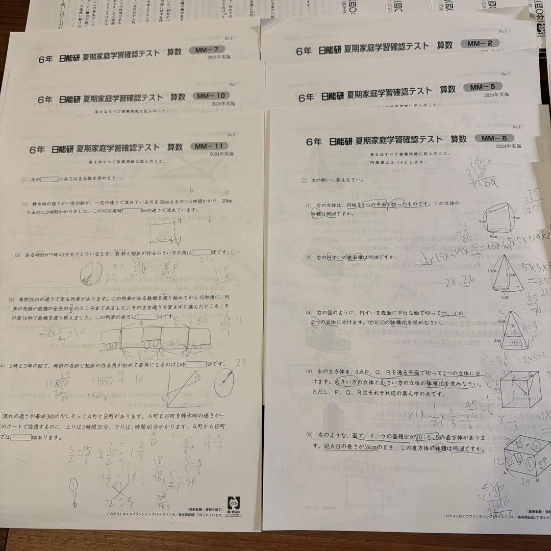 日能研　6年　前期フルセット　学習力育成テスト