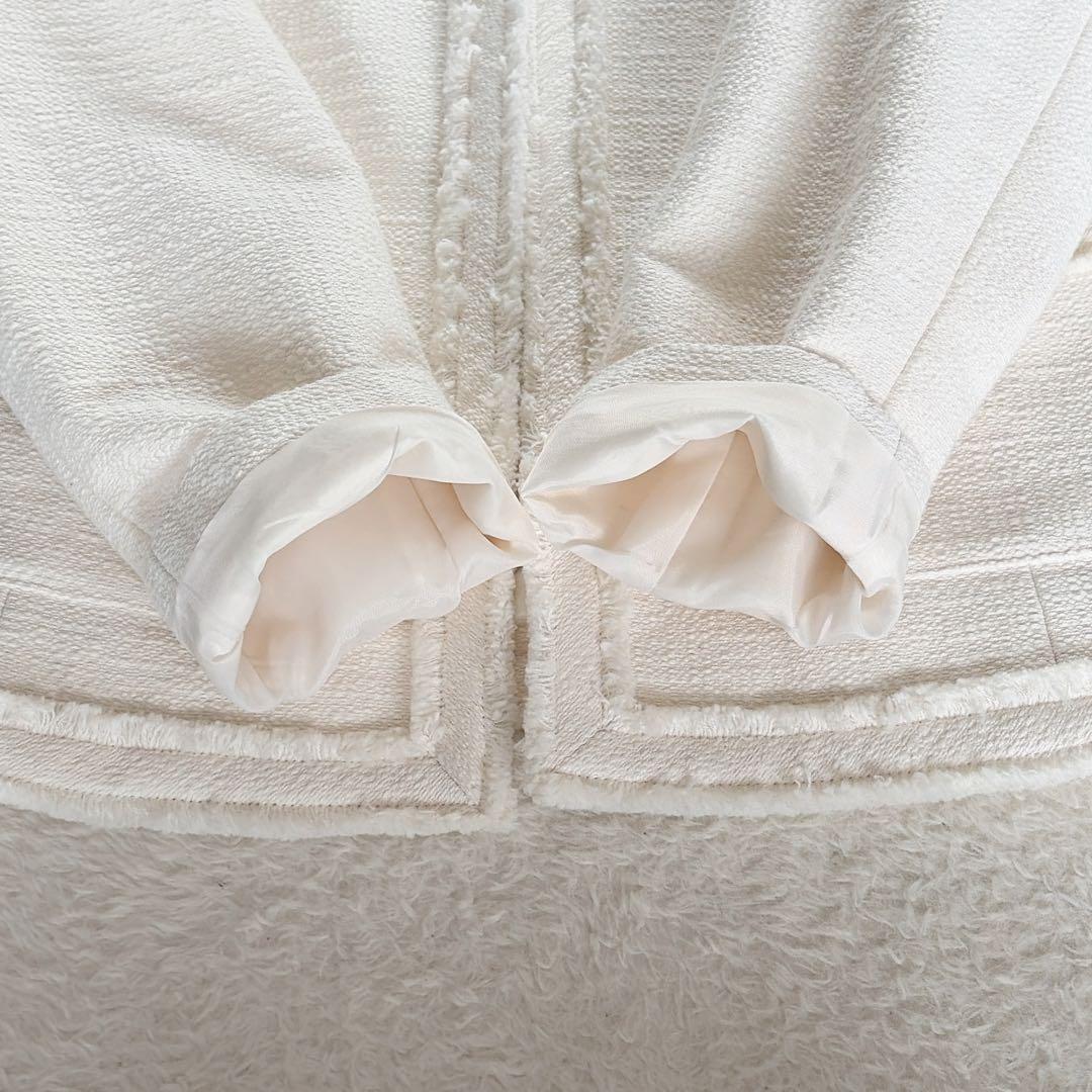 新品タグ付き✨【自由区】ツイードノーカラージャケット 金ボタン イタリア生地38