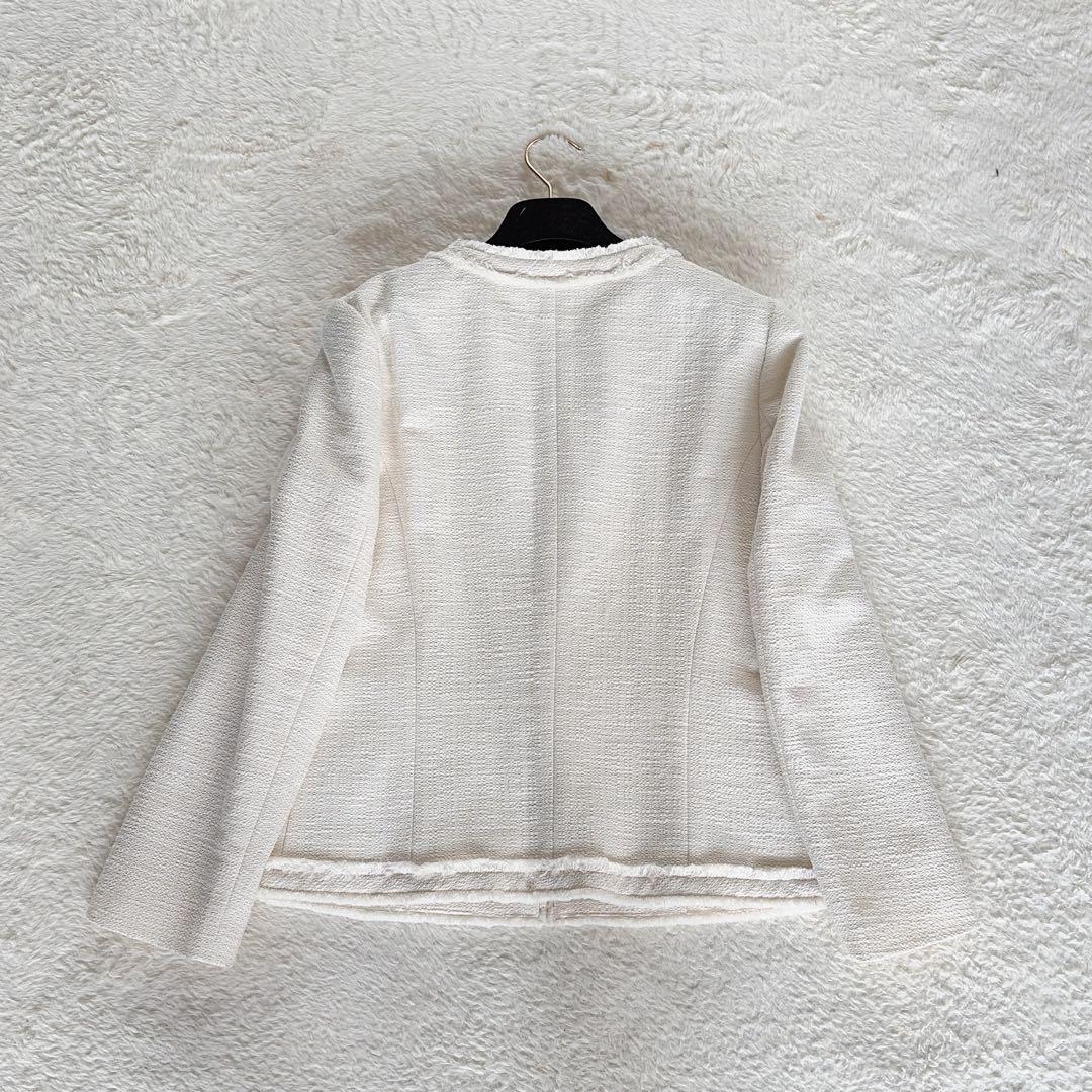 新品タグ付き✨【自由区】ツイードノーカラージャケット 金ボタン イタリア生地38