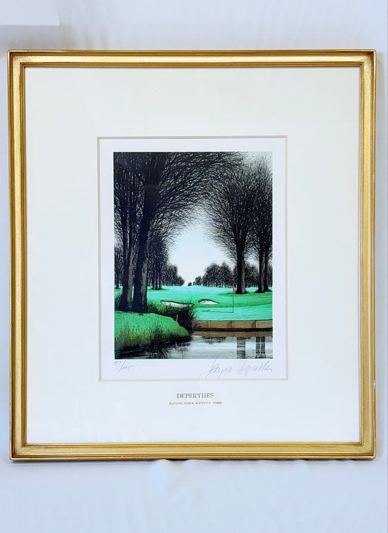 ジャック・デペルト 絵画 ゴルフ場 風景画 リトグラフ 直筆サイン