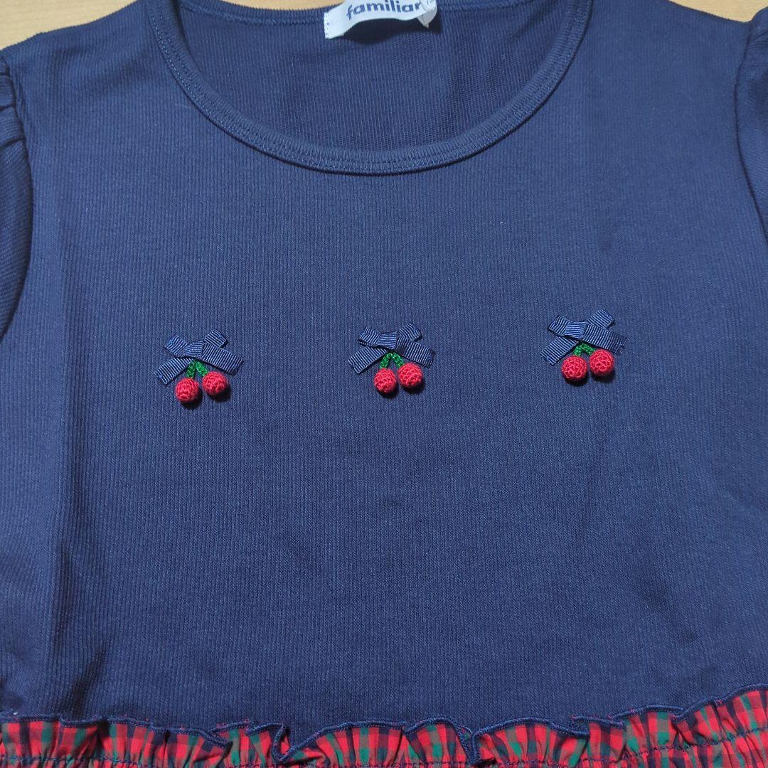 nana♡　familiar 半袖ワンピース ネイビー/赤チェック