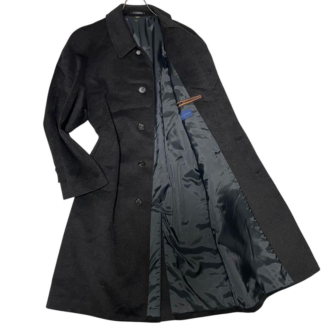 カシミヤ20%【vintage】マキシ丈比翼チェスターコート チャコール XL