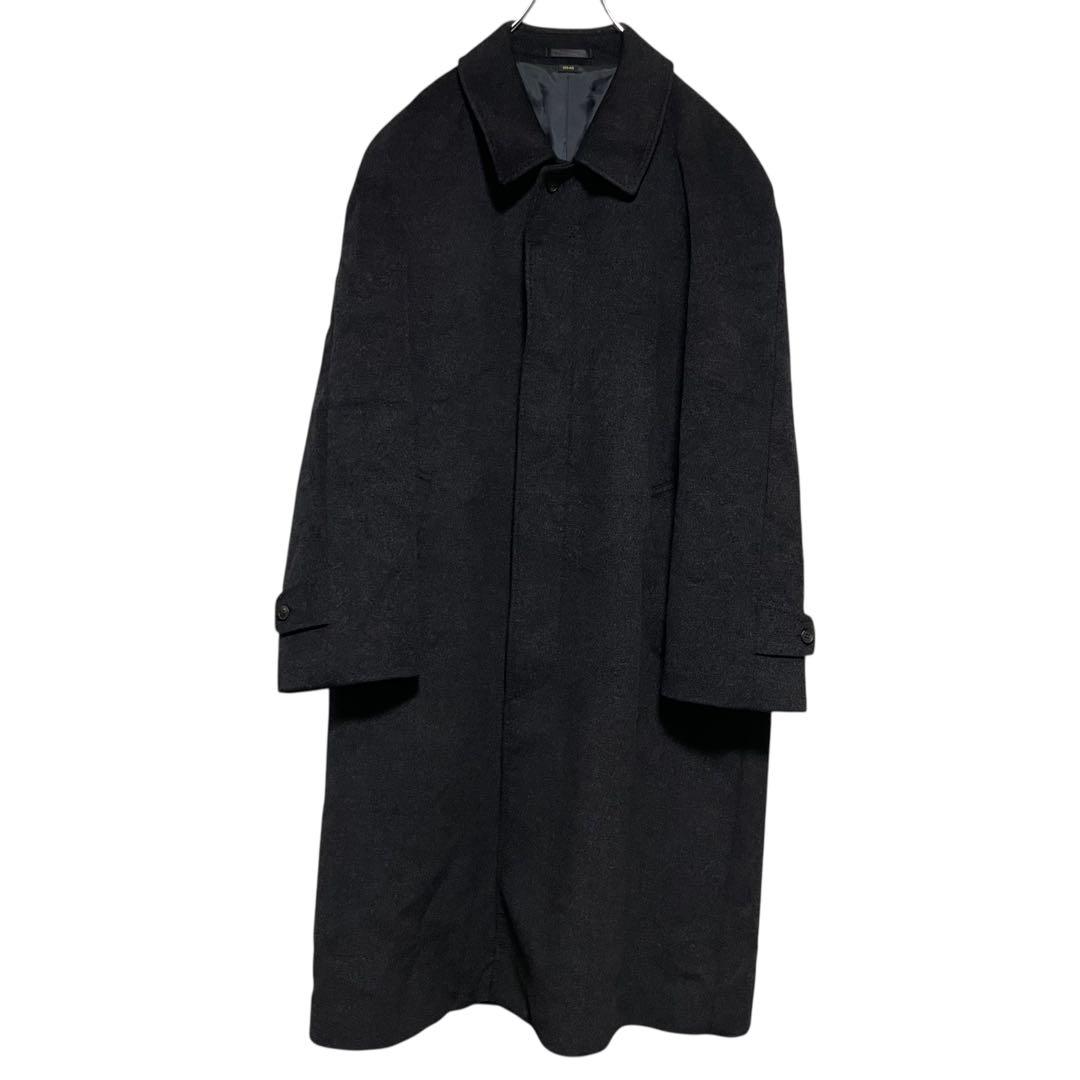 カシミヤ20%【vintage】マキシ丈比翼チェスターコート チャコール XL