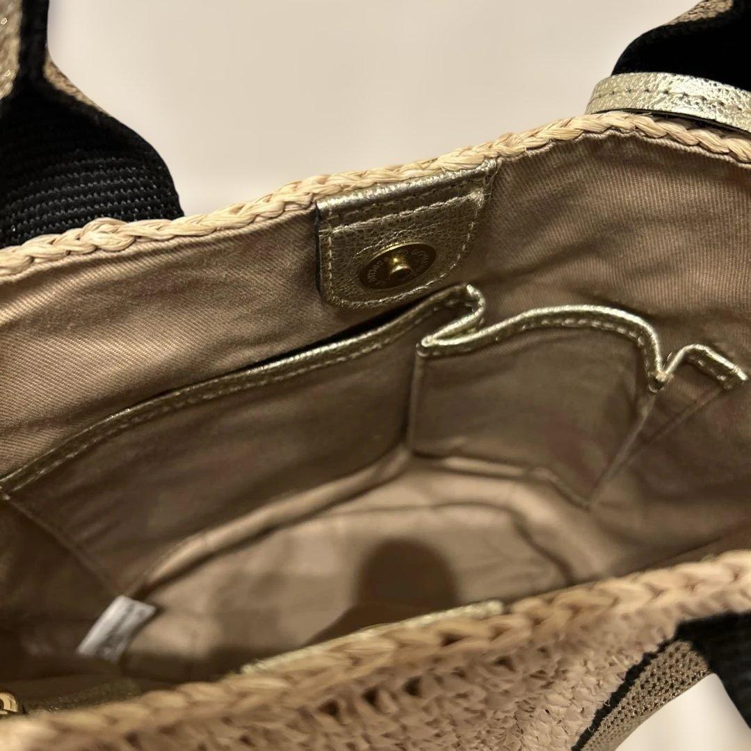 ヴィオラドーロ　かごショルダーバッグ　2wayミニ　ゴールド　ラフィア　フリンジ