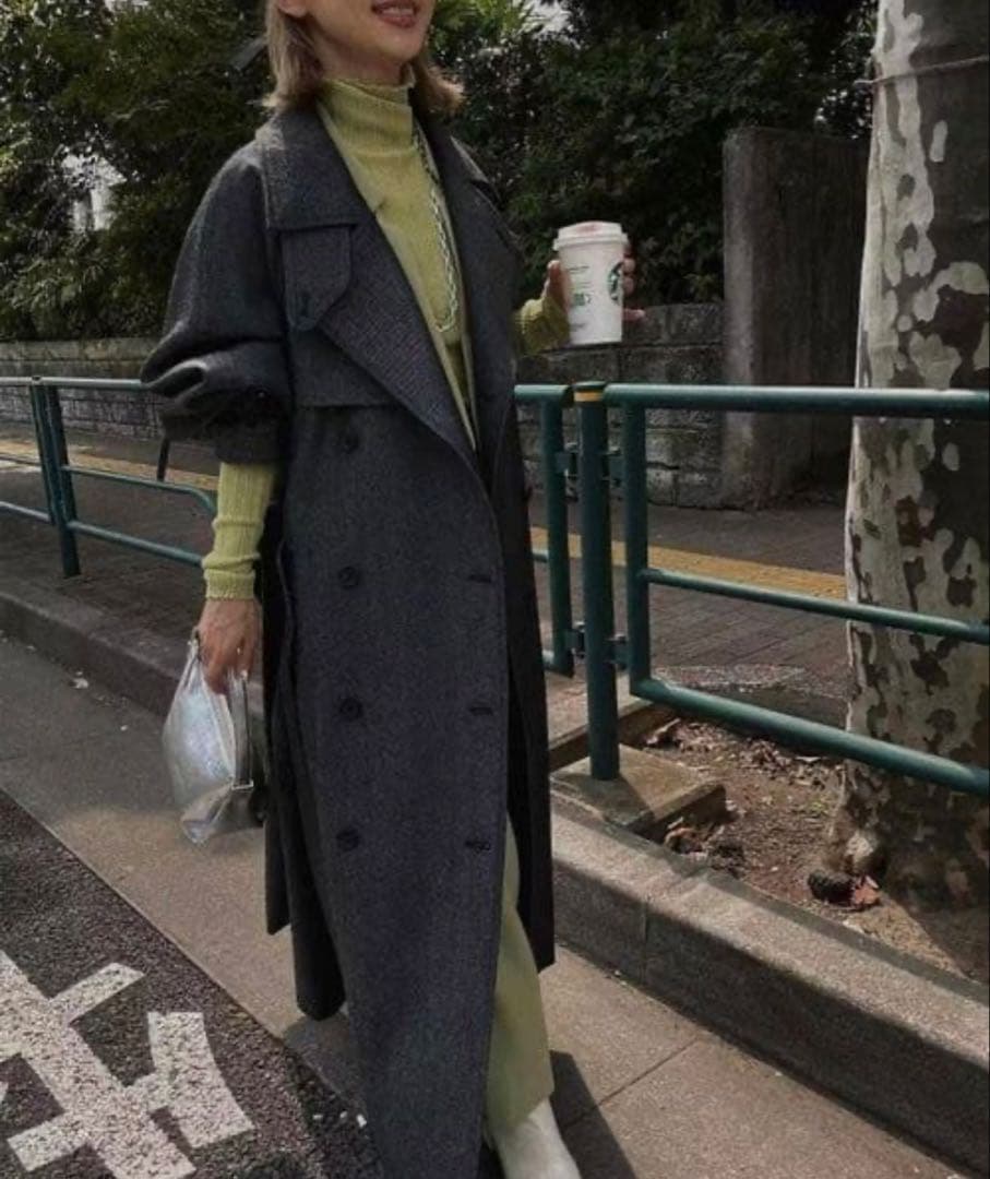 Ameri SUPERIOR FLARE TRENCH COAT S インディゴ