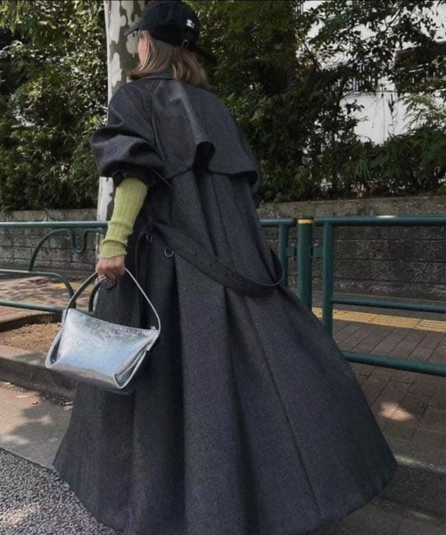 Ameri SUPERIOR FLARE TRENCH COAT S インディゴ