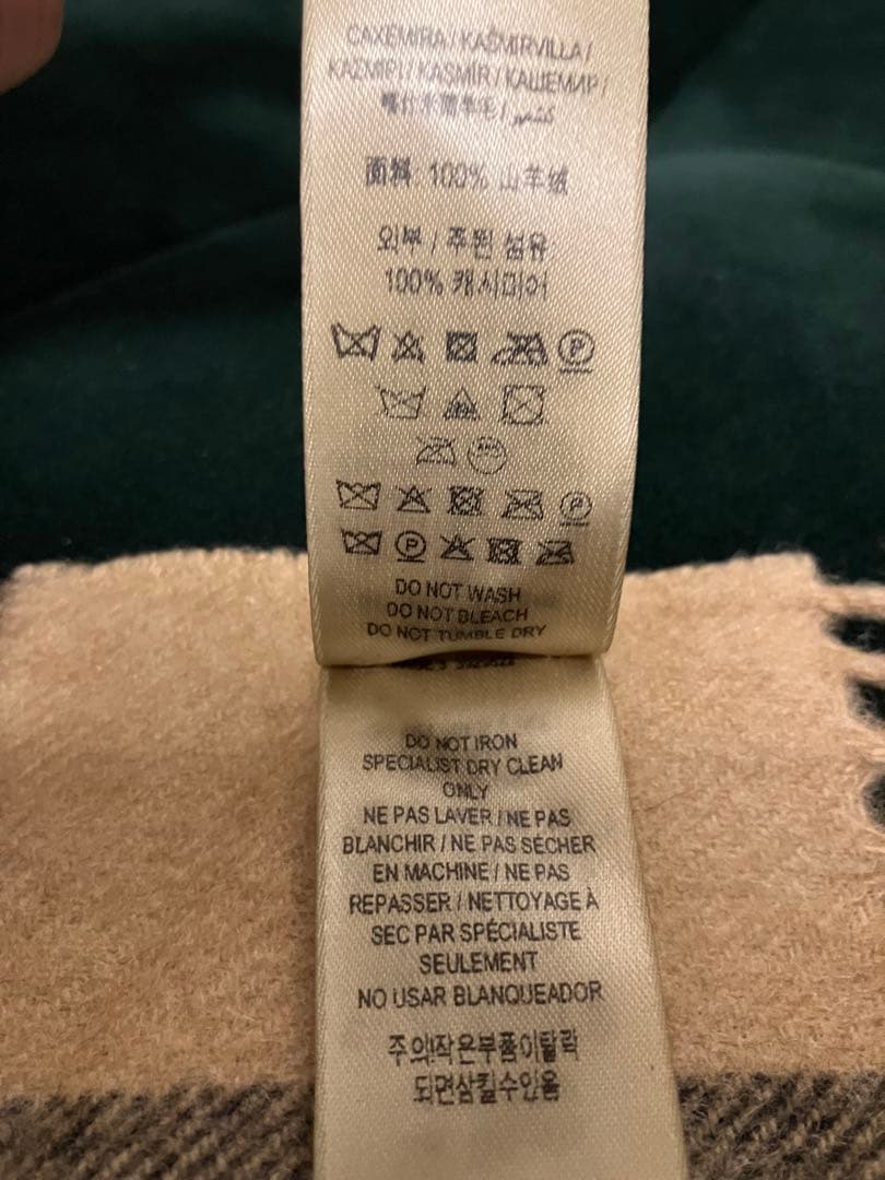 BURBERRY カシミヤ チェックマフラー 168x30cm